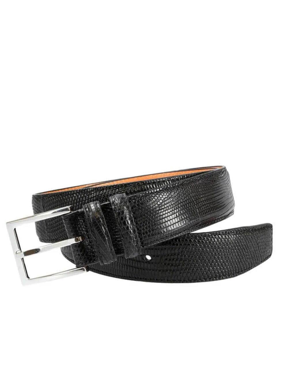 Saks Fifth Avenue Black Leather Belt Croc Embossed Large Made In Italy